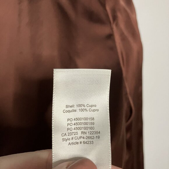 Aritzia Wilfred Satin Crop Shirt Womens L Tie Front Brown Neutral Quiet Luxury - Picture 3 of 8